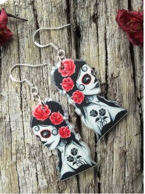 NEW Acrylic Sugar Skull, Day of the Dead Earrings